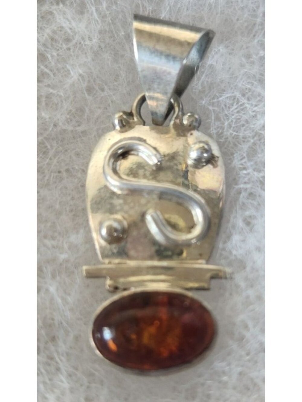 Pendant Amber Silver 4.3 Gr 35 x 15 mm Oval Silver 15 x 10 mm Top Bail10 x 5 mm - Picture 7 of 8